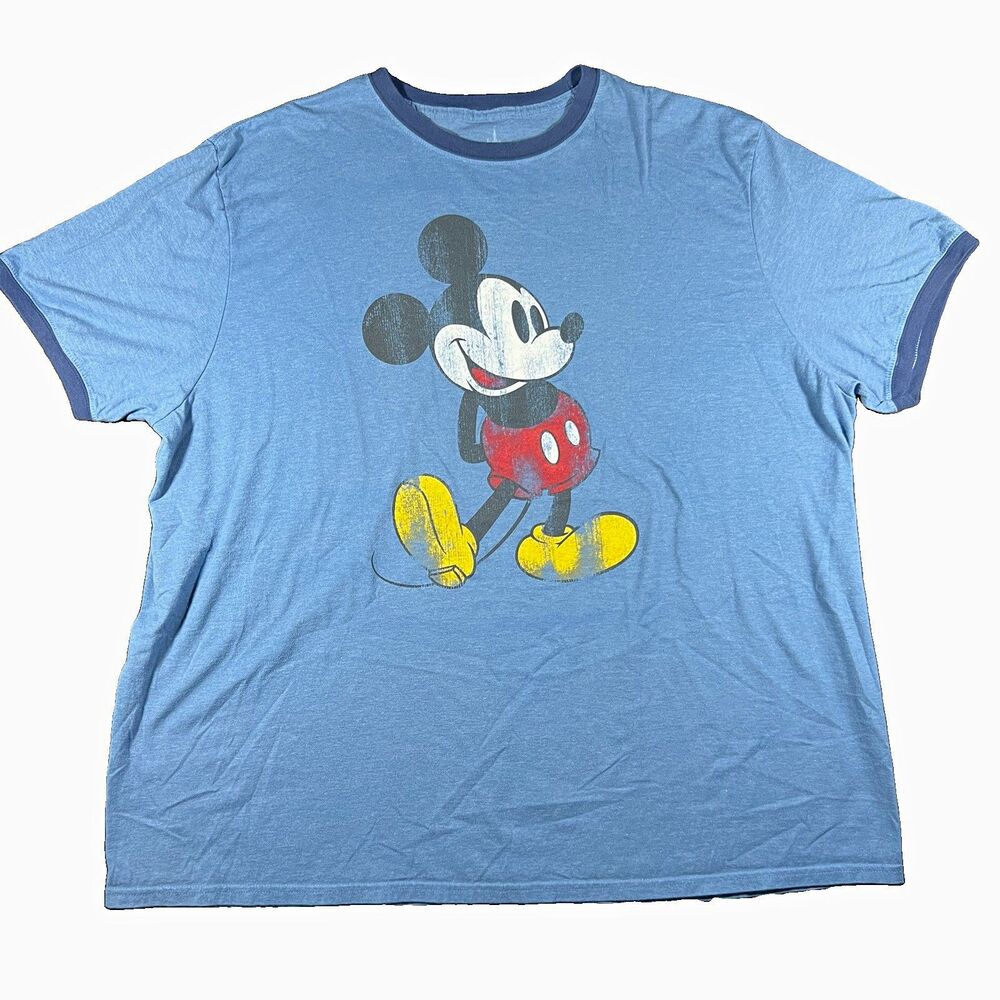 Disney Parks Disney Mickey Mouse Blue Graphic Ringer T-Shirt Adult Size 3XL